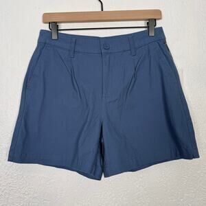 Three Dots Pleat Front Short Moonlight Blue Cotton Tailored Classic Size 4 NWT
